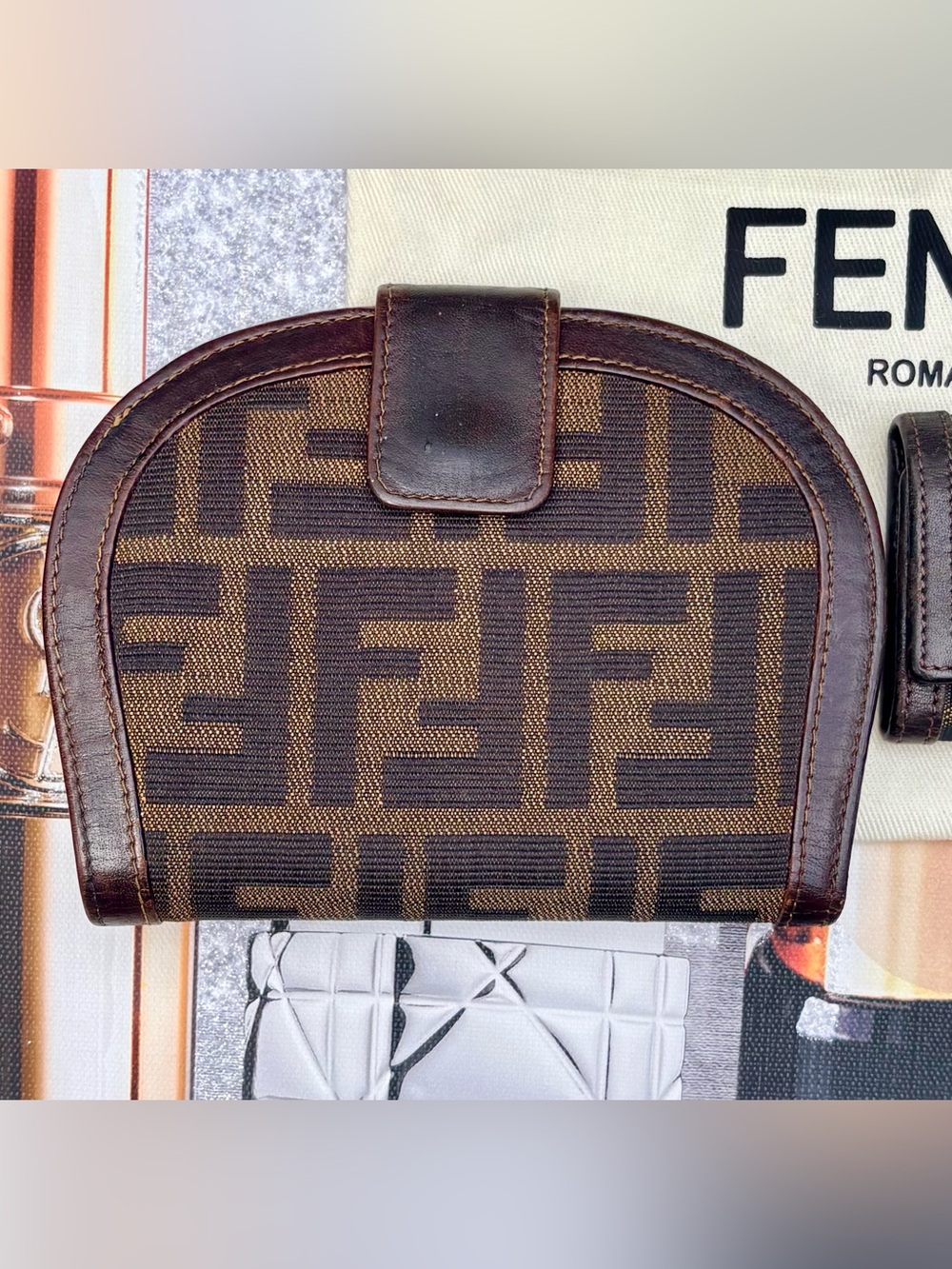 Fendi Zucca Half Circle Bifold Wallet AND Key Holder SET ποΈποΈ - Picture 3 of 16